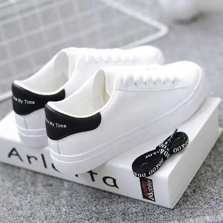 

Women Sneakers 2022 Fashion Breathble Vulcanized Shoes Pu Leather Platform Shoes White Lace Up Casual Shoes Zapatos Mujer