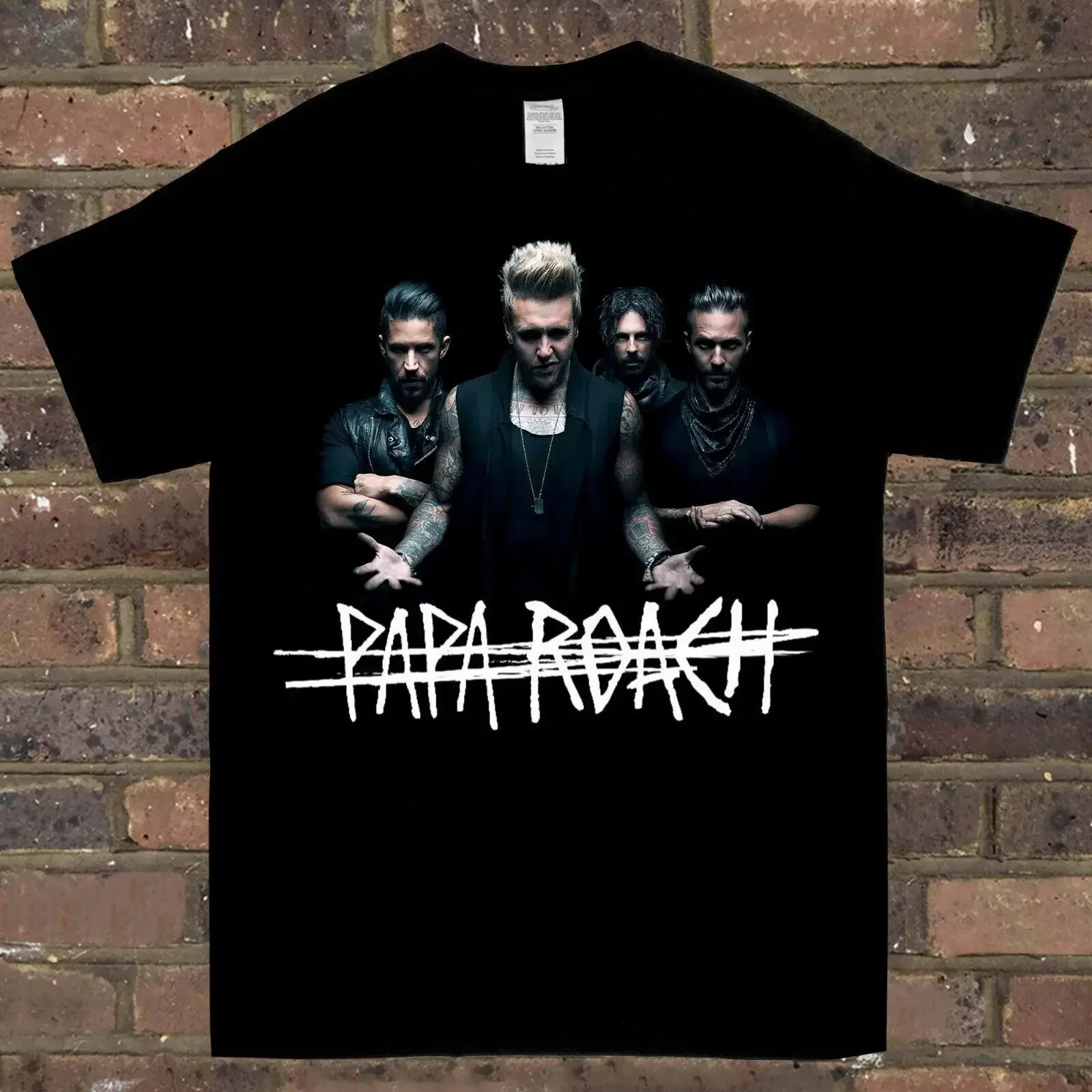 Новинка хлопковая черная футболка с логотипом Papa Roach модель 2D320 мужская одежда