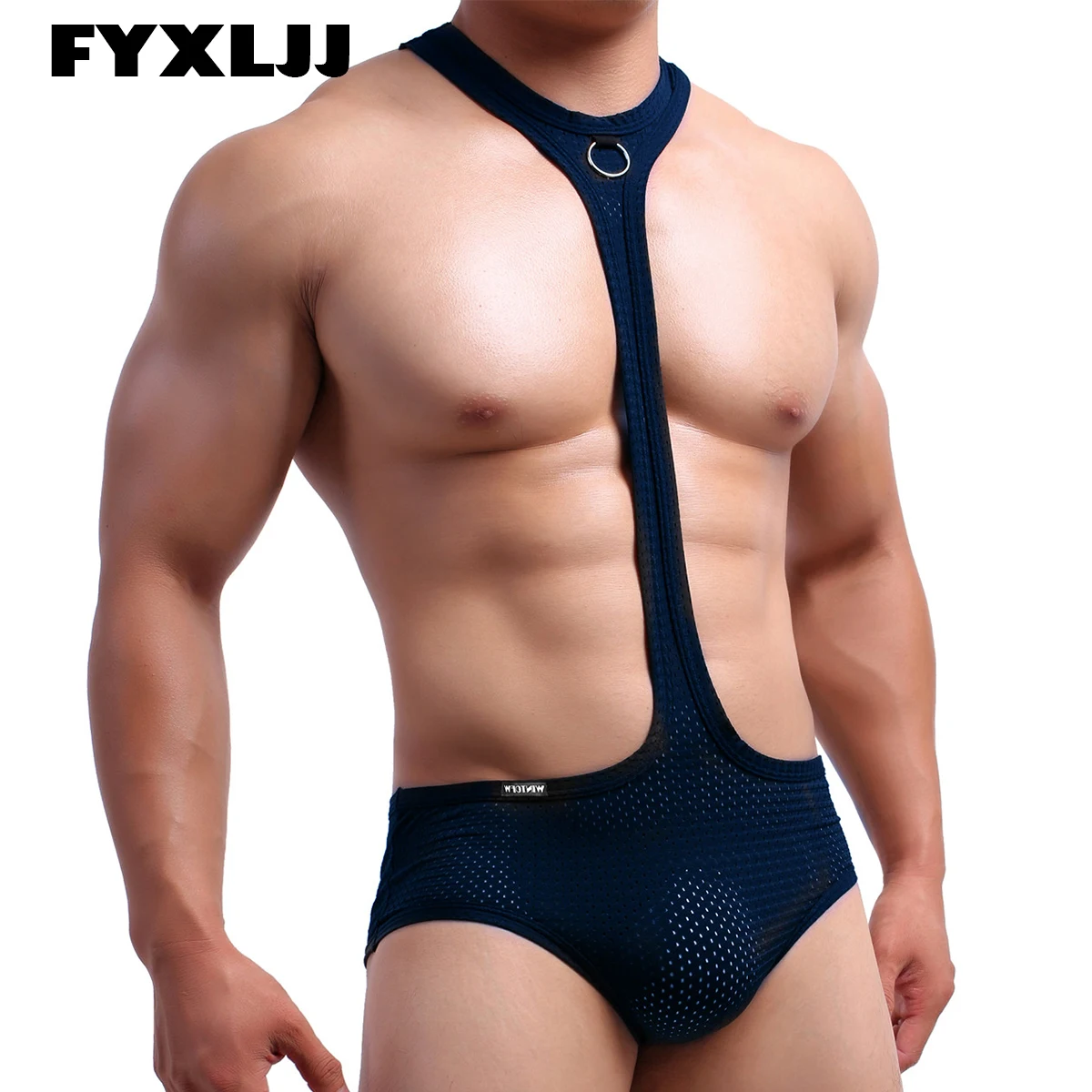 

FYXLJJ Mens Breathable Sexy Mesh Bodysuit Jockstrap Bodywear Underwear Wrestling Singlet Leotard Jumpsuit Suspender Sexy Teddies