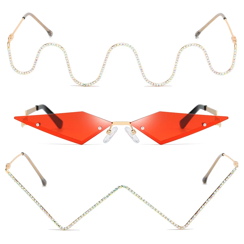 

Женские и мужские волнистые солнцезащитные очки без оправы