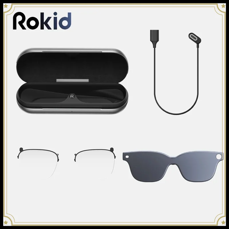 Фото для аксессуаров Rokid Glasses: накладные солнцезащитные очки/оправа для очков по рецепту/кабель для зарядки/чехол для зарядки/пакет питания №1
