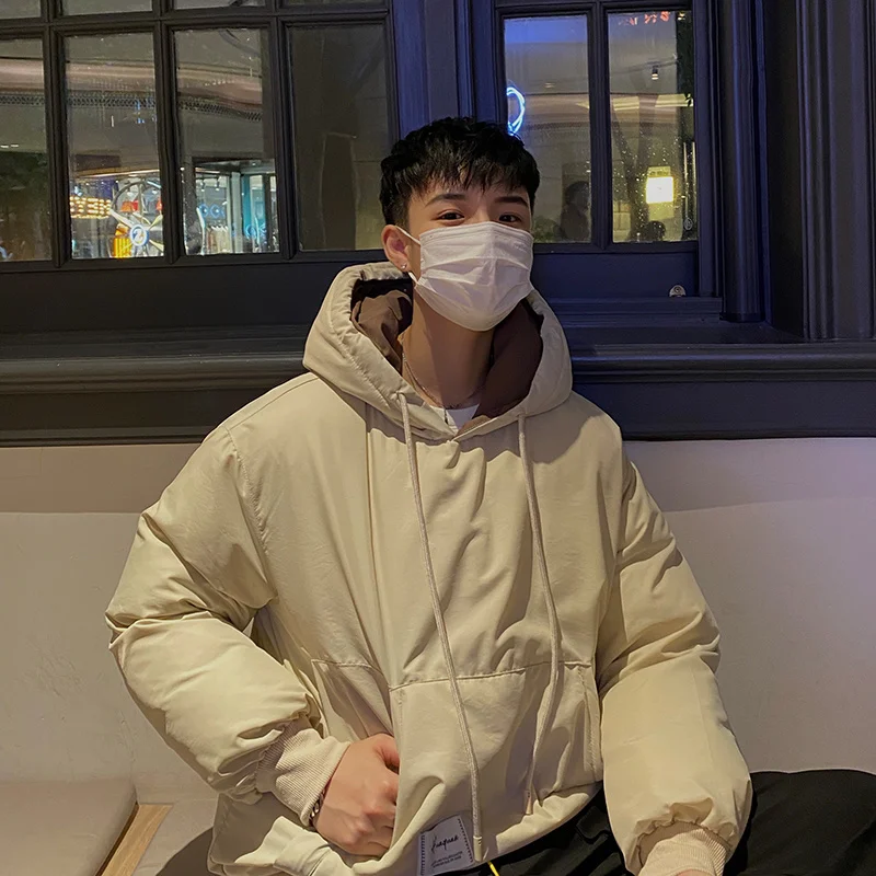 Winter Jacket Men Warm Fashion Thickened Pullover Jacket Men Streetwear Korean Loose Thick Hooded Short Coat Mens Parker Clothes