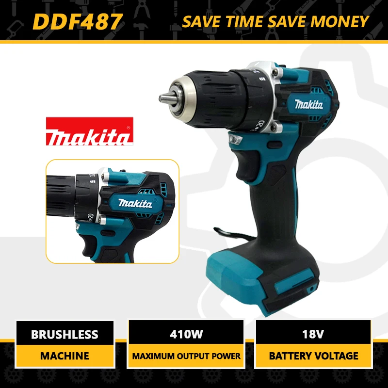 

Makita DDF487 18V LXT Cordless Brushless Drill Driver 13mm 1700rpm Compact Driver Drill Power Tool Electric Screwdriver