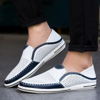 2022 fashion spring summer men casual shoes genuine leather male white sneakers handcrafted brand men loafers breathable shoes