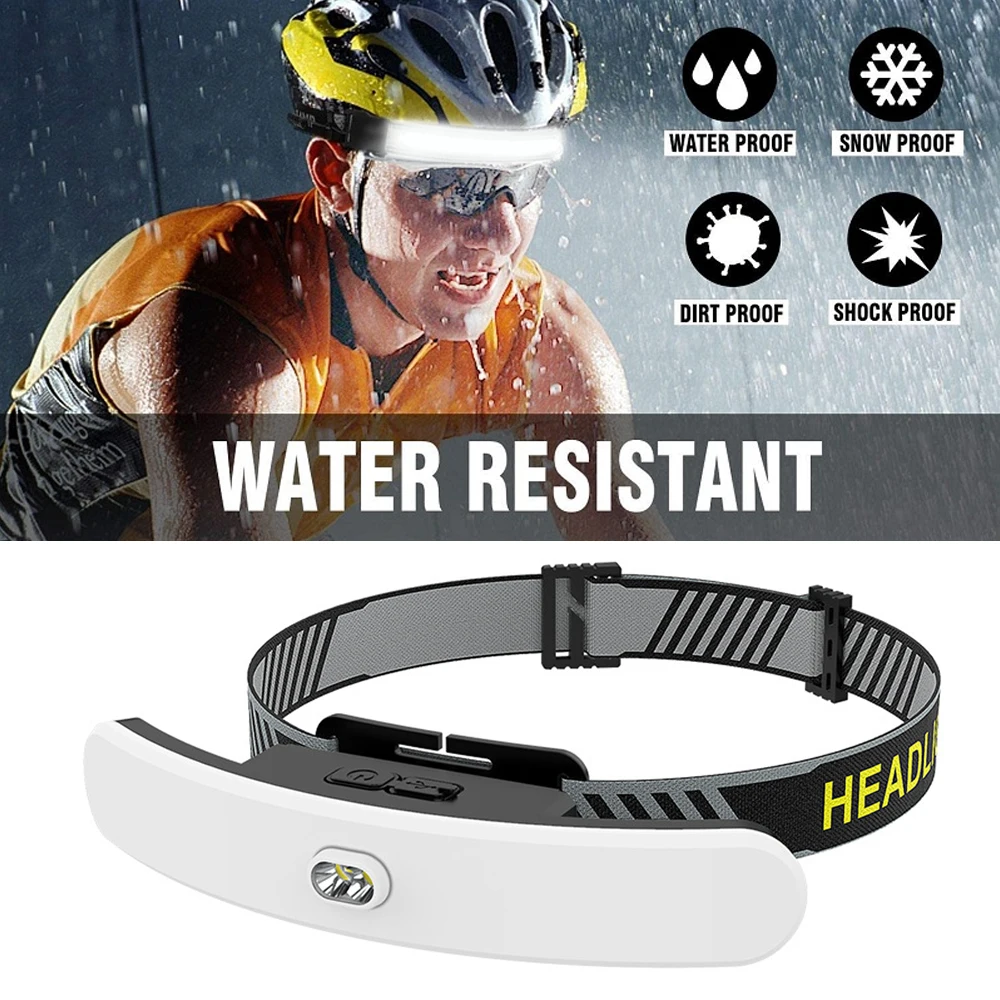 

Bright LED+COB 6 Switch Modes Headlamp Red+White Light Angle Adjustable Headlights USB Rechargeable Head Torch Bulit-in Battery
