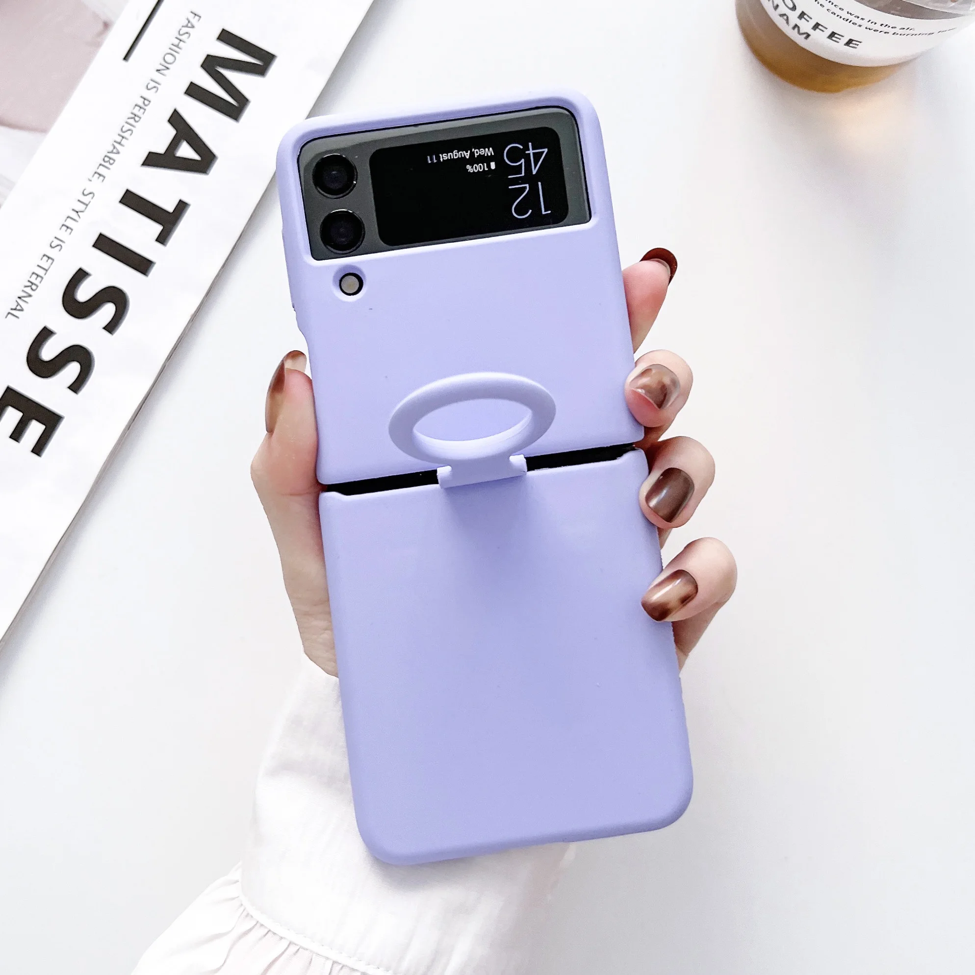 Najtaniej Do Samsung Galaxy Z Flip 4 3 Case Luxury Zwykły Płynny Silikonowy Pierścień Klamra Składana, Odporna Na Wstrząsy Ochrona Tylna Pokrywa Akcesoria