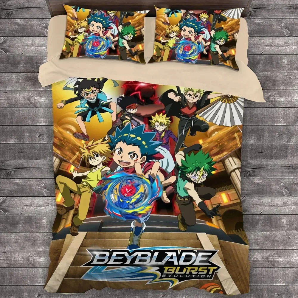 Фото Комплект постельного белья 3D аниме Beyblade Burst, пододеяльник, комплект постельного белья, пододеяльник, наволочка King Queen Twin Size для мальчиков и девочек, взрослых №2
