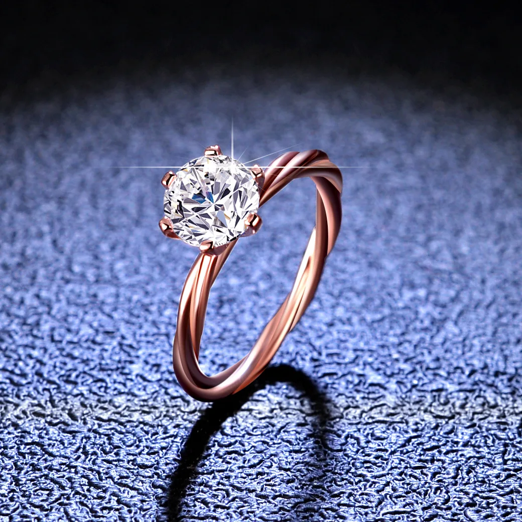 

HOYON Vine winding 1 Carat Women's Ring 925 Sterling Silver Rose Gold Proposal Bridal Wedding Boutique Jewelry Moissanite GRA