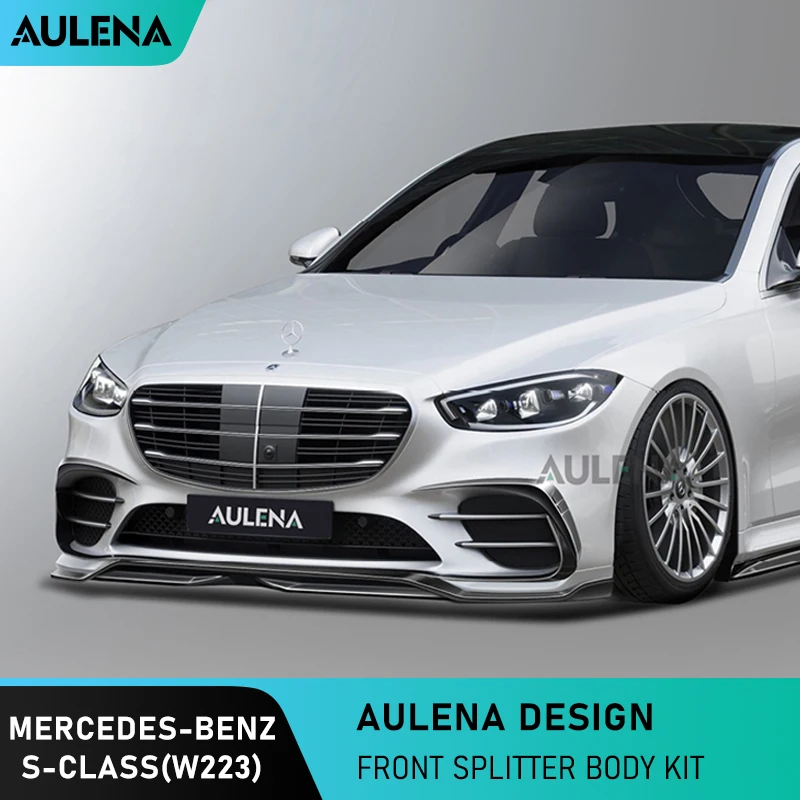 

Aulena Dry Carbon Body Kit Front Splitter Front Lower Lip Spoiler Front Bumper Lip Full Dry Carbon For Mercedes-Benz S-ClassW223