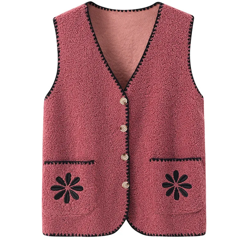 

Grandma Spring Autumn Vest Cardigan Middle Aged Elderly Mother Bottoming Sweater Vests 60 To 80 Year Old Women Waistcoat