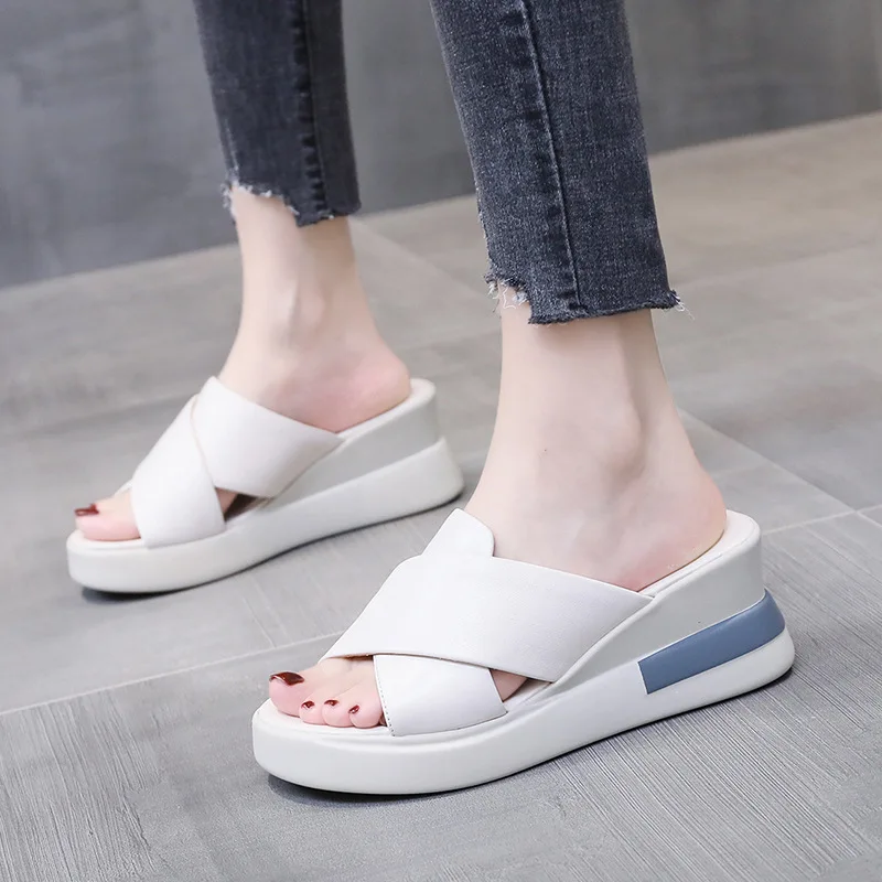 

Summer Wedge Shoes for Women Sandals Pu Leather Hollow-Out Comfort Lady Platform Roma Shoes Buckle Strap Casual Sandalias Mujer