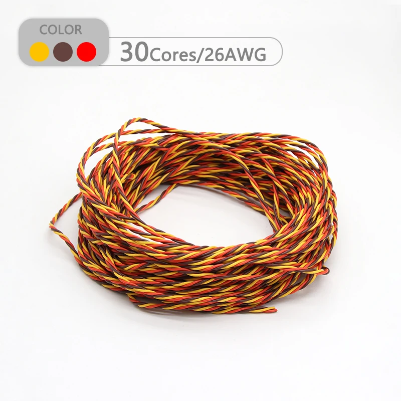 Фото 5/10/20 м 22AWG 26awg 30/60 сердечник 3-ходовой поворотный удлинитель сервопривода JR Futaba витой провод для радиоуправляемой модели №4