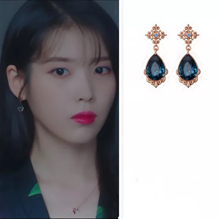

Blue DEL LUNA Hotel IU Korean dramas TV New Fashion personality Eardrop Elegant For Women Earrings pendientes brincos ornament