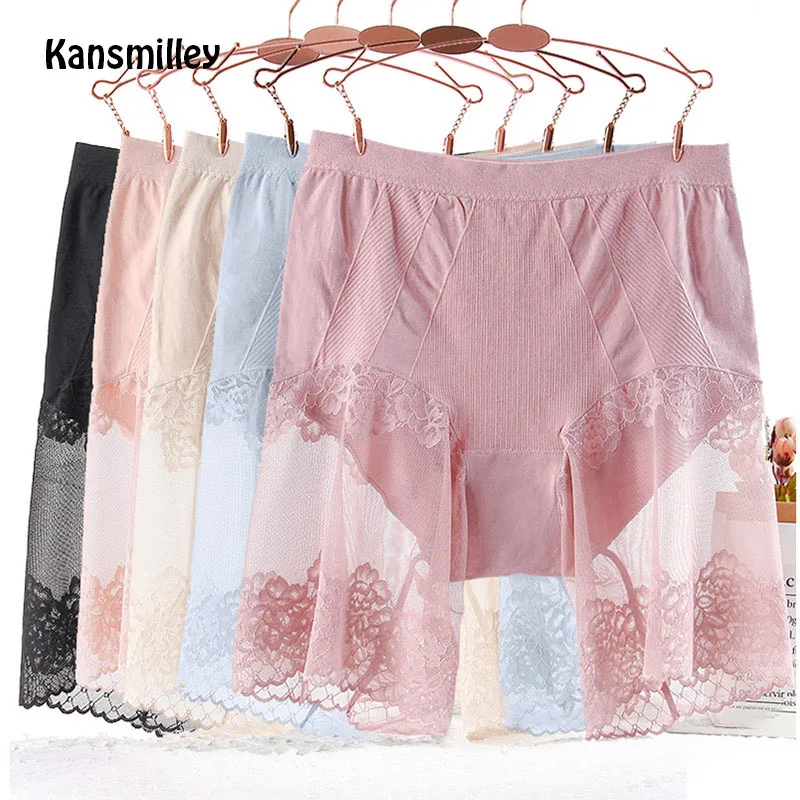 Safty Shorts Under Skirt Sexy Lace Anti Chafing High Waist Thigh Safety Shorts Ladies Pants Underwear Plus Large Size Women