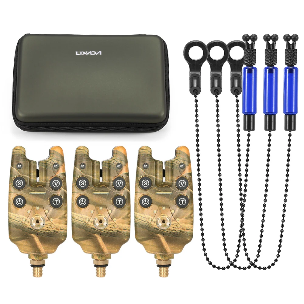 

Fishing Bite Alarms Chain Alert Swinger Set Digital Fishing Alarm Kit Alert Fishing Swinger Fishing Tackle with Zippered Box