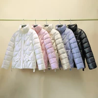 women jacket 2023 new winter parkas female glossy down cotton jackets stand collar casual warm parka short coat female outwear