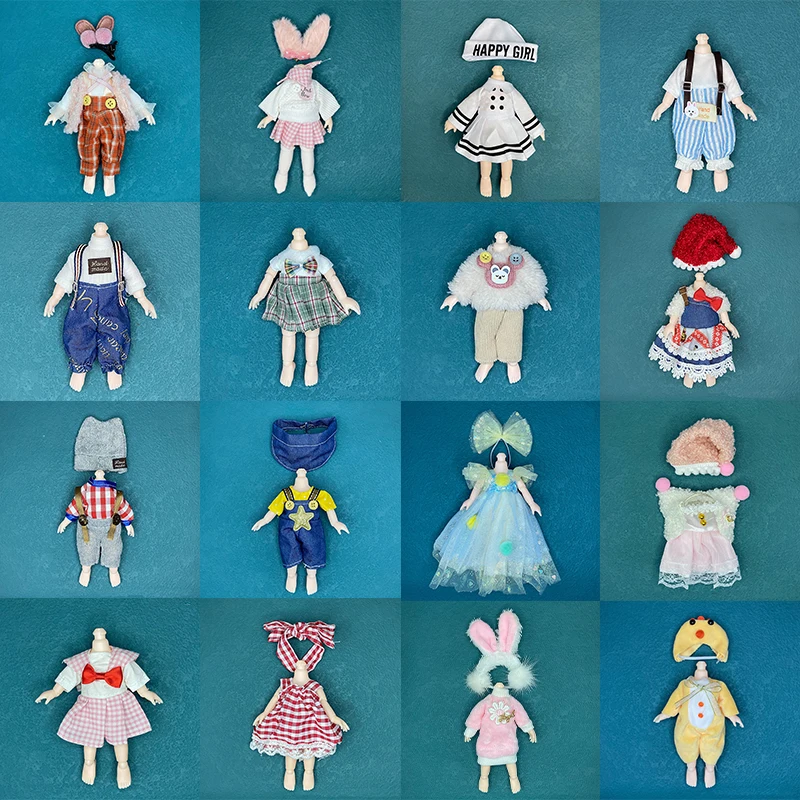 

16CM BJD Doll Universal Clothing Accessories Cartoon Plush Animal Dress Up Clothes JK Suit DIY Doll Accessories Girl Toy New