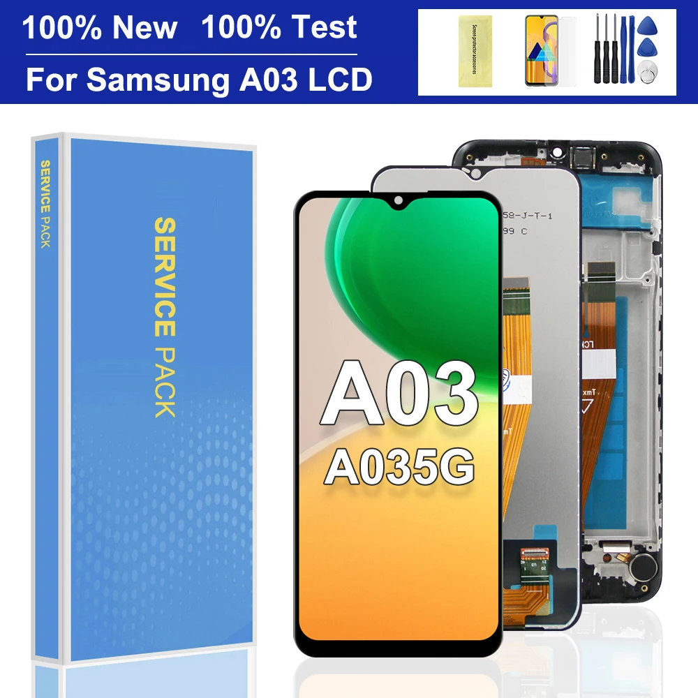 

6.5" New Original For Samsung Galaxy A03 LCD A035F SM-A035M A035G display Touch Screen Digitizer For A035 Display with frame