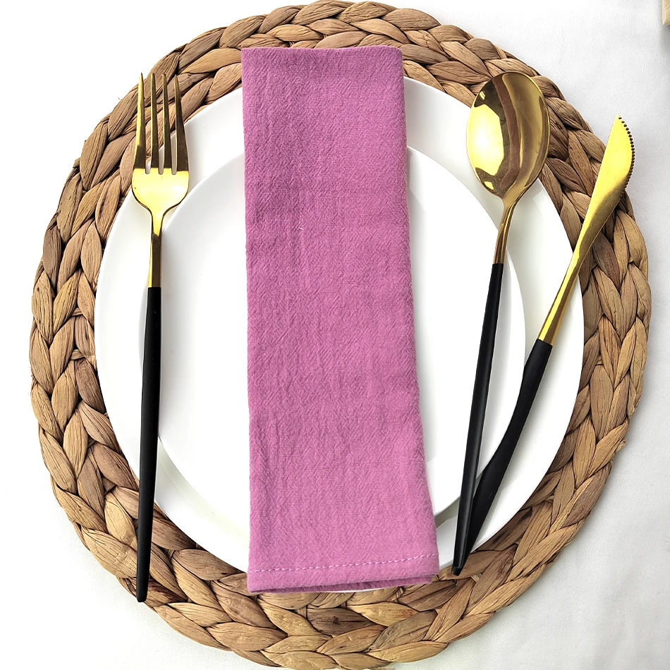 

4PC 30X45CM Purple Cloth Napkins Cotton For Fabric Family Dinner Kitchen Towels Table Design Mat Wedding Decoration