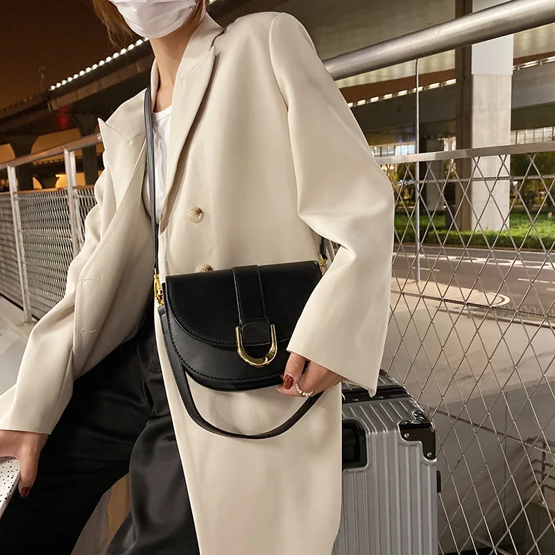 

Retro Women's Commuter Shoulder Bag 2023 Autumn New PU Leather Hasp Flap Pocket Crossbody Bags Simple Lady Versatile Saddle Pack