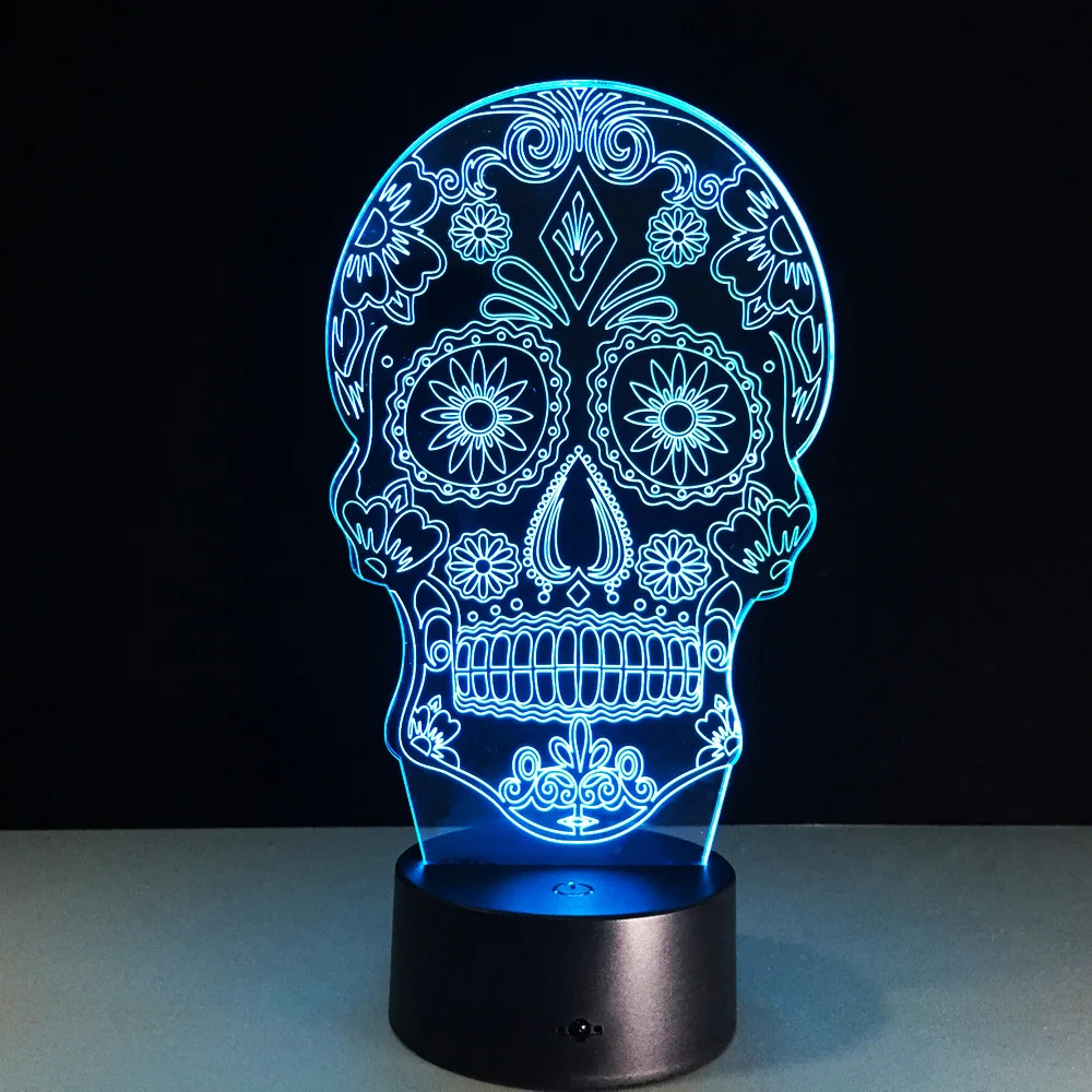New Luminarias Night Light Skull 3D Lights Children's nightlight 3D LED Lamp Visual Led Illusion Mood Lamp 7 Colors Night Lamp