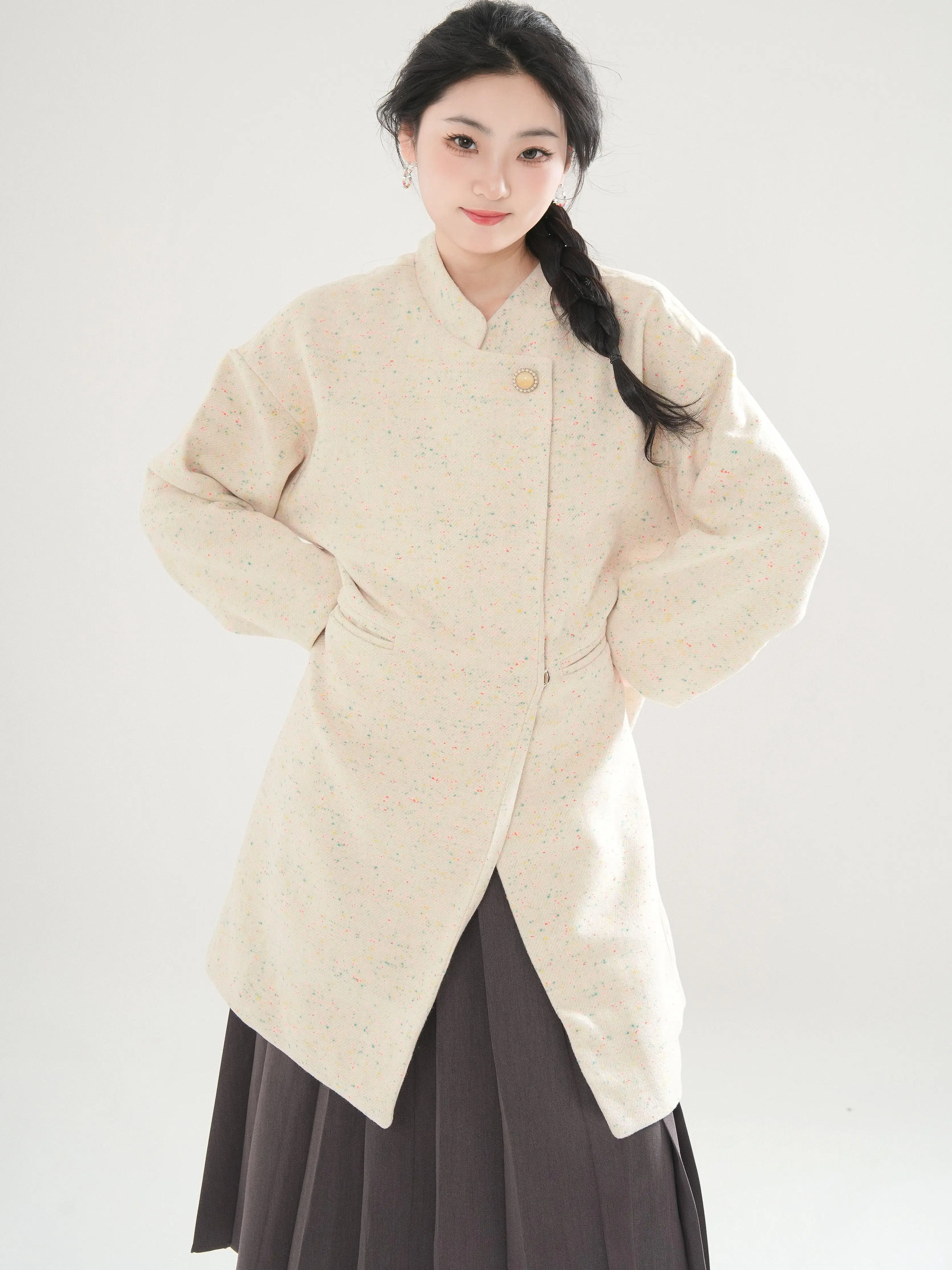 Cocoa Forest Original Chinese Sle Young High Sense Mid-Length Loose Coat Outerwear Women Winter New