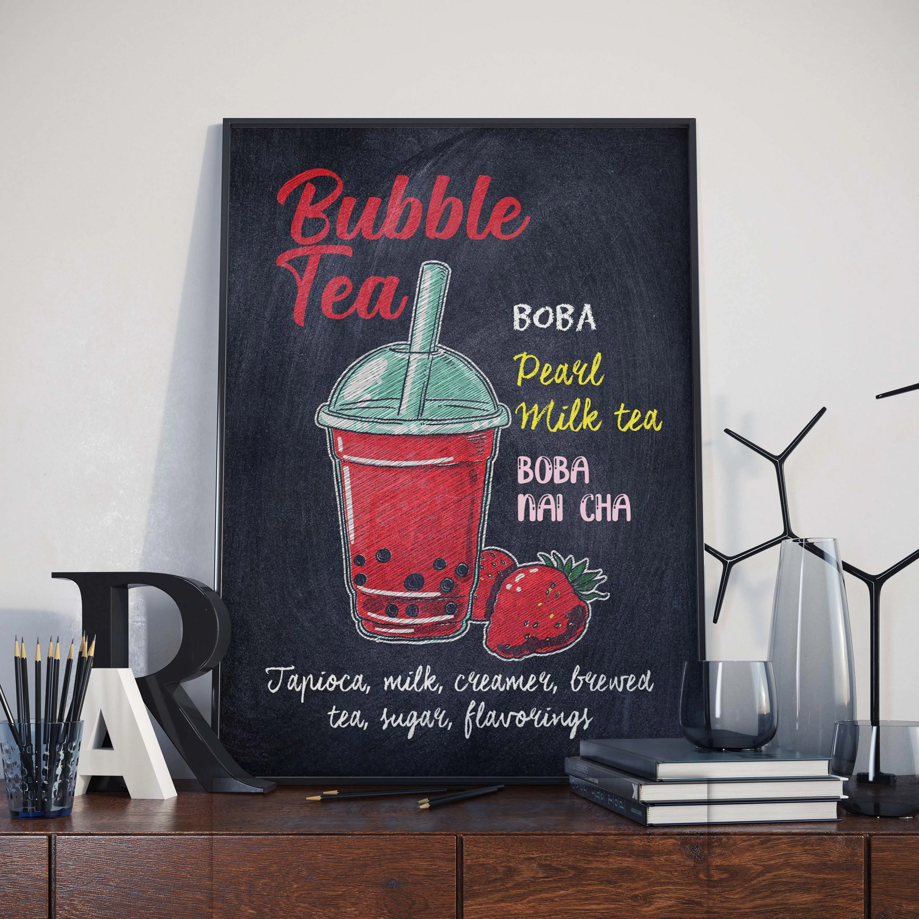 Retro Style Blackboard Painting Drink Juice Poster Cold Shop Quality Canvas Restaurant Kitchen Wall Home Art Decor Picture |