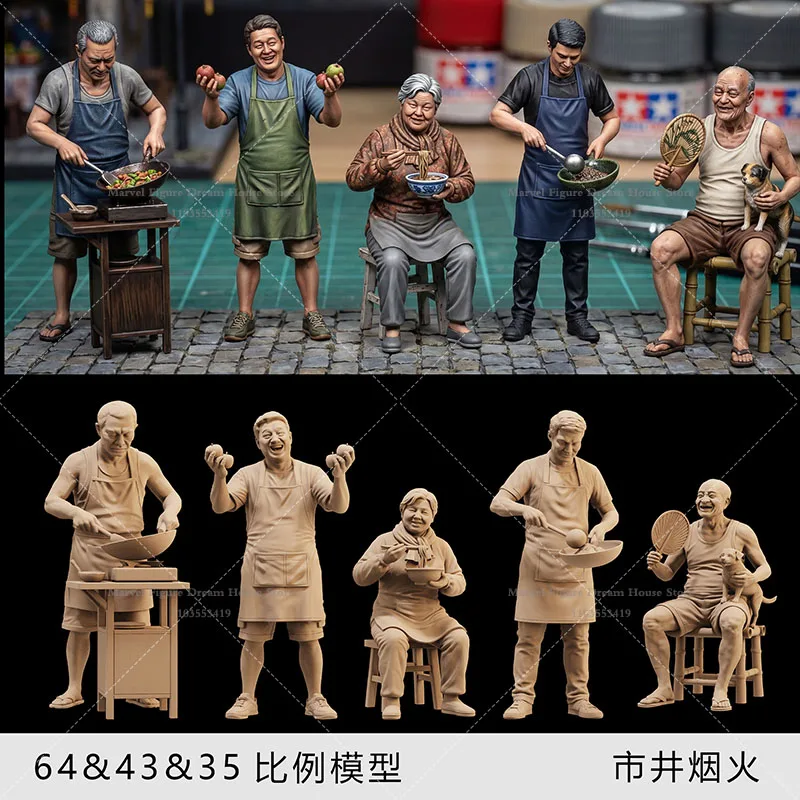Фото Миниатюрная фигурка в масштабе 1/64, неокрашенная, белая, женская/мужская модель, для уличных сцен, с простым городским колоритом, для создания атмосферы рынка №1