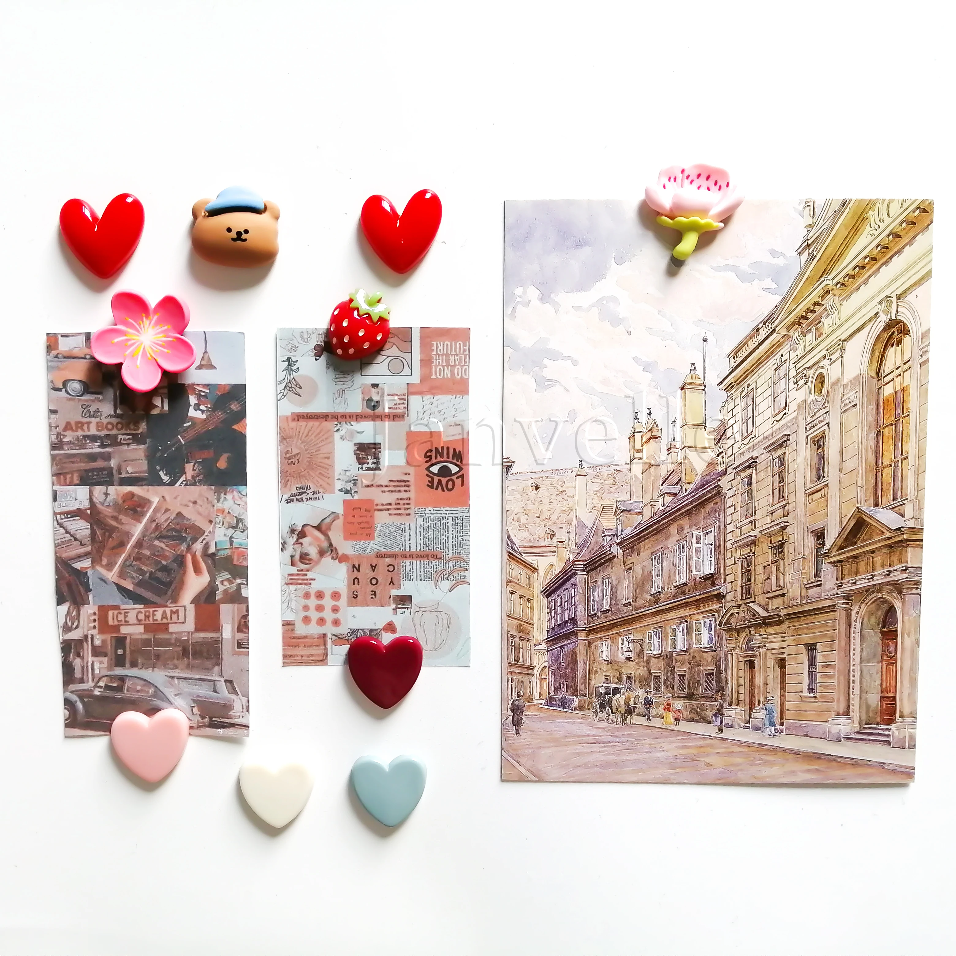 10PCS милые мини холодильник магниты красочные любовь сердце маленький наклейки