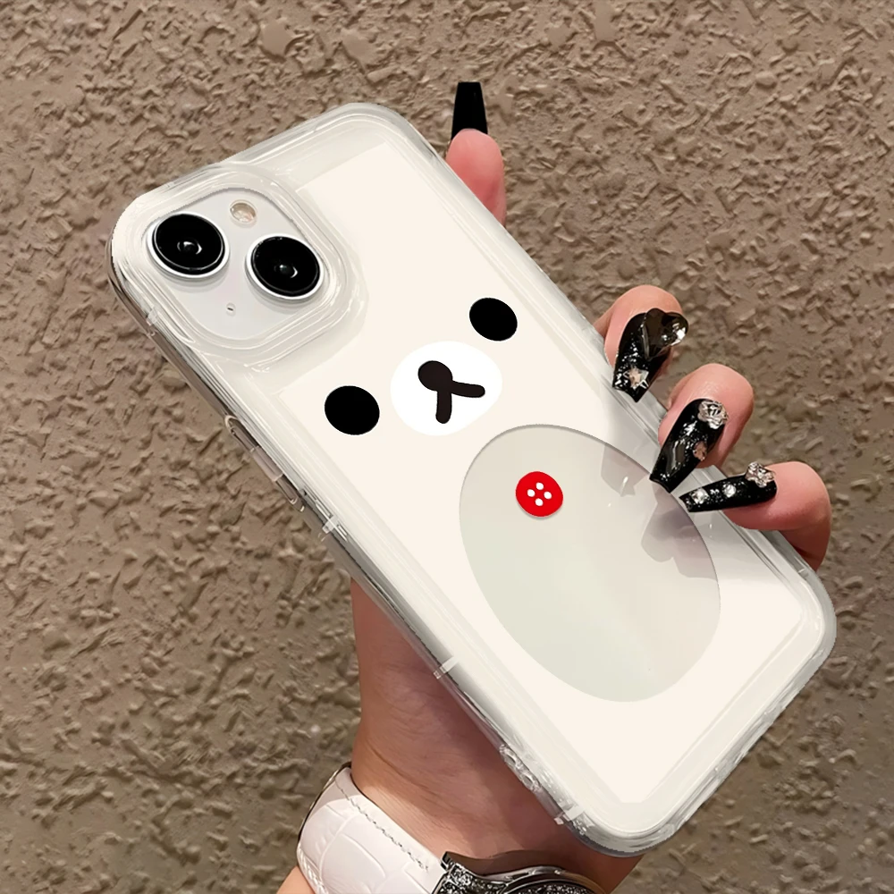 Чехол для телефона iPhone 17, 17e, 16e, 16, 15, 14, 13, 12, 11 Pro Max, 7, 8 Plus с воздушной подушкой, мультяшный дизайн R-Rilakkumas, противоударный, прозрачная задняя крышка (art.: 3920dc2c883f5) - 3920dc2c883f5