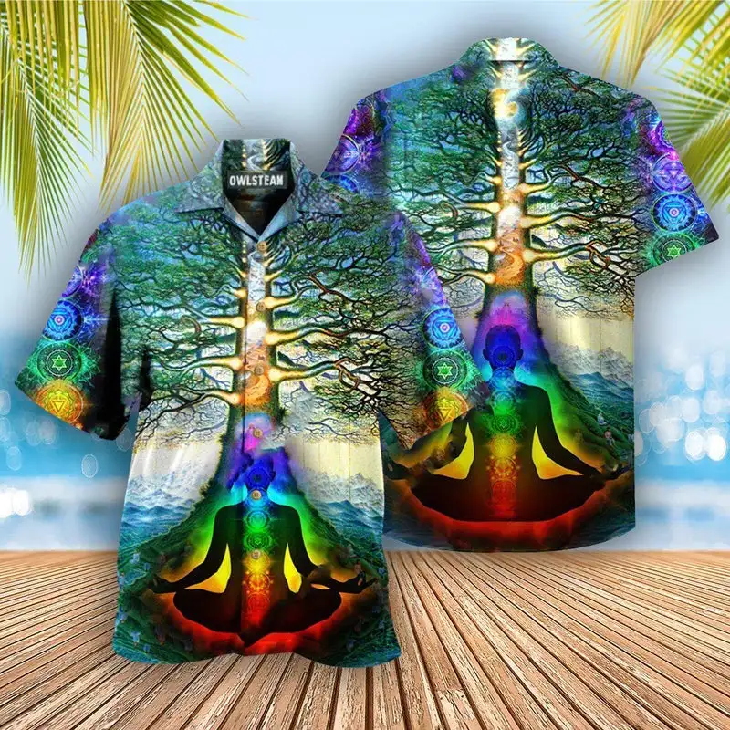 2023 Cuban Collar Hawaiian Shirt Men's Single Breasted Casual Men's Shirt Summer Fashion Shirt 3d Cool Print Short Sleeve Top