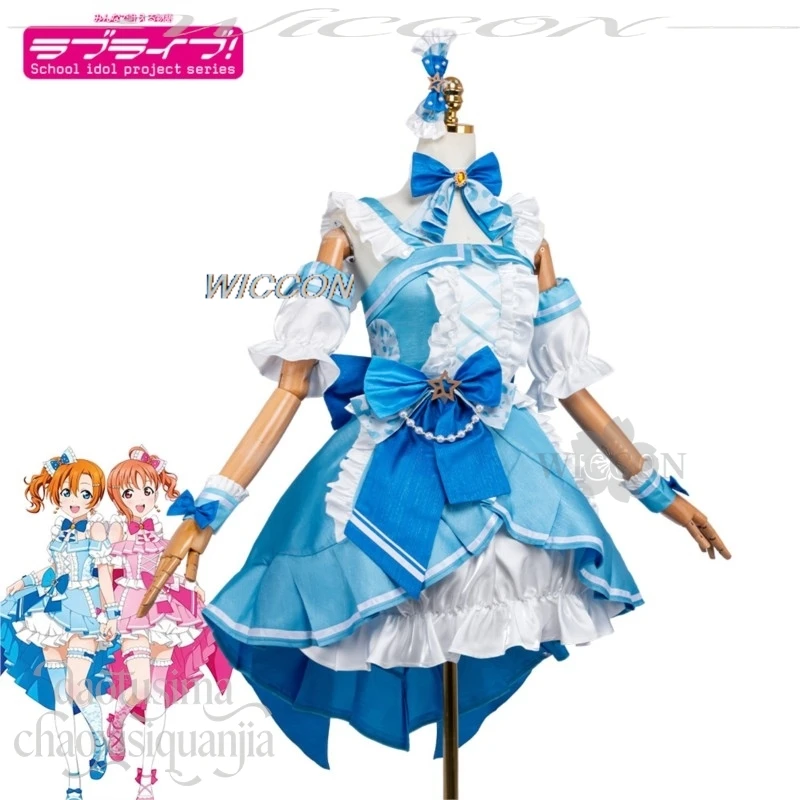 Фото Специальная коллаборация с аниме Lovelive μ's & Aqours: платье-торт для Хоноки Коусаки, милое синее платье айдола, сладкий костюм в стиле лолита. №4
