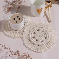 bohemian cotton rope woven round coaster thickened insulation pad hand woven placemat coaster decoracion para mesa de comedor