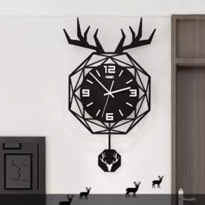 Мультяшные настенные часы с рисунком оленя креативные простым украшением