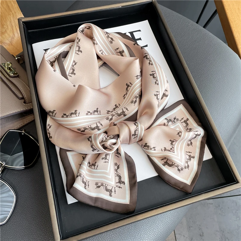 

Luxury Long Silk Ribbon Headband Scarf Print Horse Neck Tie Female Hair Band Bag Weist Accessores Foulard Bandana Scarves 2022