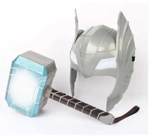 Cosplay hero Thor LED светильник светящаяся фотолампа оружие молоток для землетрясения накидка комплекты одежды модели звуковой шлем подарок