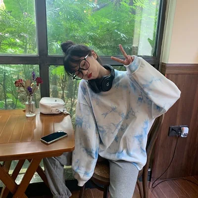 

Women's tops in autumn and winter new loose and thin long-sleeved casual tops thickened hedging solid color