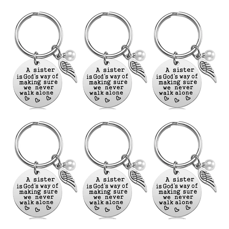 

6Pcs Sister Keychain Sister Gifts From Sister Friendship Christmas Birthday Gifts For Sisters A Sister Is God's Way