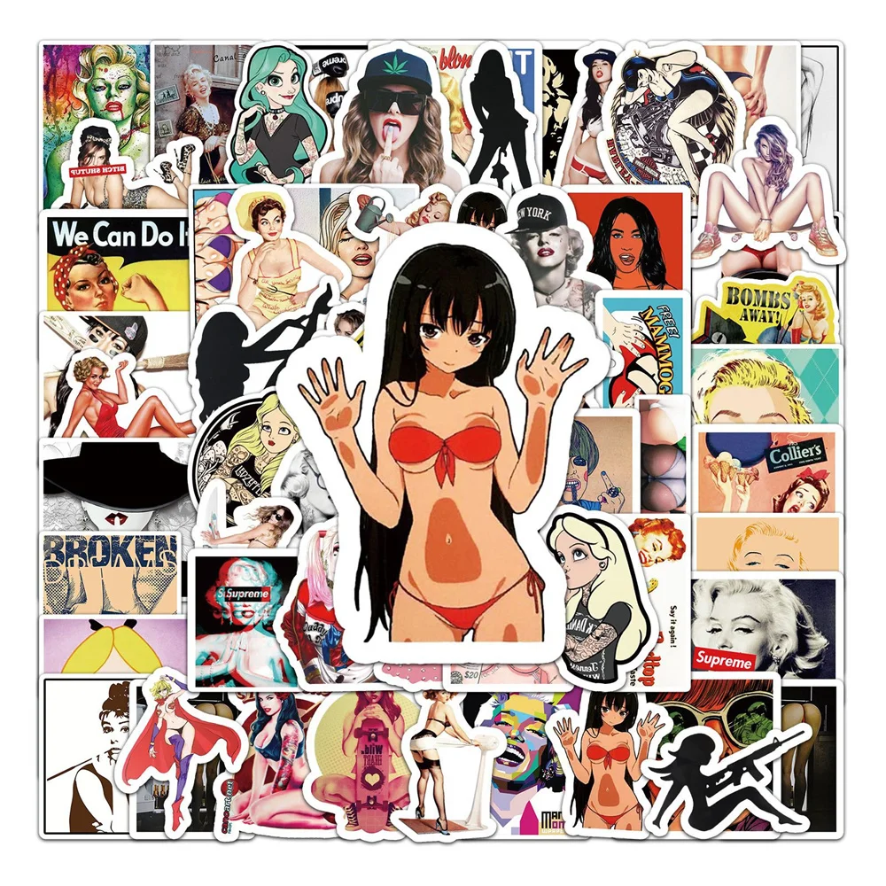 

10/30/50PCS Cartoon Anime Sexy Beauty Creative Graffiti Sticker Bike Skateboard Car Helmet Laptop Computer Wholesale