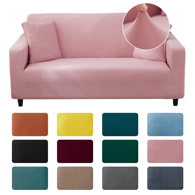 

Однотонный чехол для дивана, черного цвета, для гостиной, чехол для дивана, полноразмерный современный эластичный чехол для угловой кушетки из полиэстера, 45009
