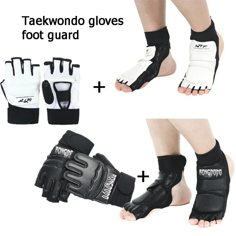Черные перчатки для тхэквондо детские с открытыми пальцами кикбоксинга MMA муай