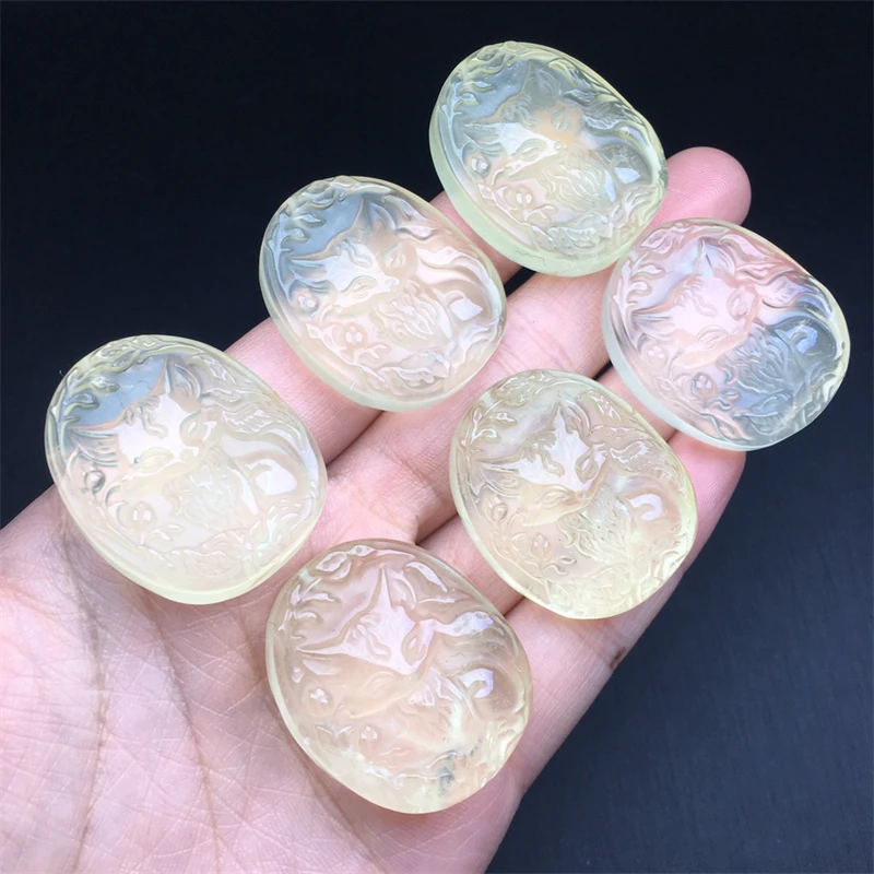 3 шт. кулон с натуральным лимонным цитрином и лисой кристалл любви редкий камень