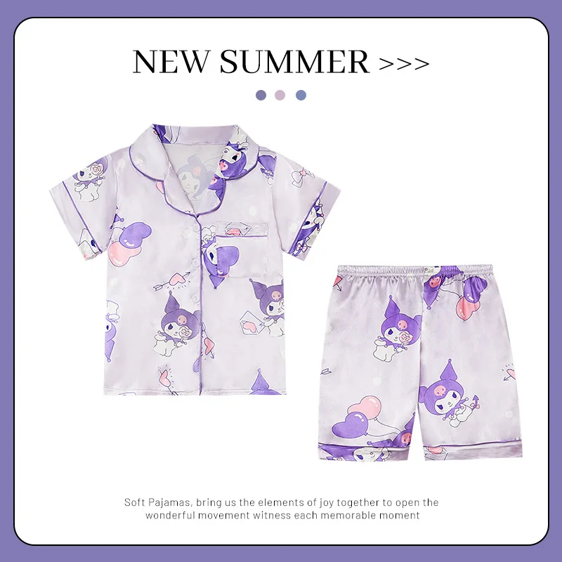 Пижама для девочек летние шорты из вискозы с коротким рукавом тонкая домашняя