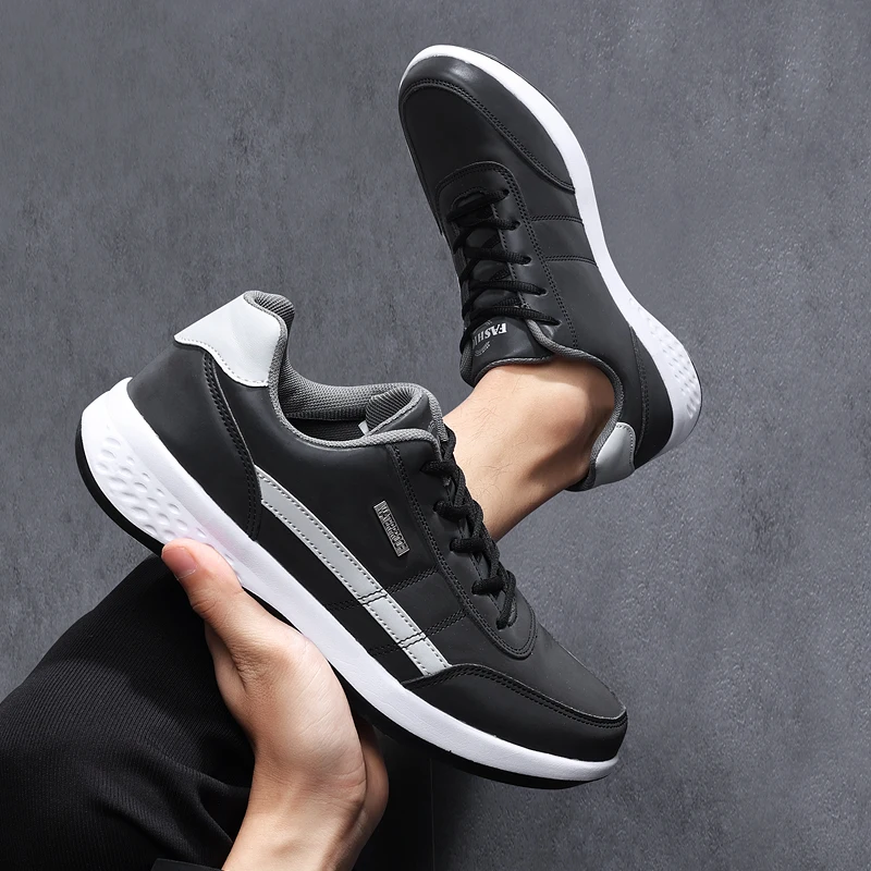 Men Shoes Fashion Sneakers Trend Leather Non-slip Footwear Man Vulcanized Sneakers