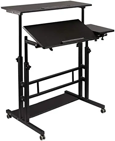 

Standing Desk, Rolling Table Adjustable Computer Desk, Stand Up Laptop Desk Mobile Workstation for Home Office Classroom with Wh