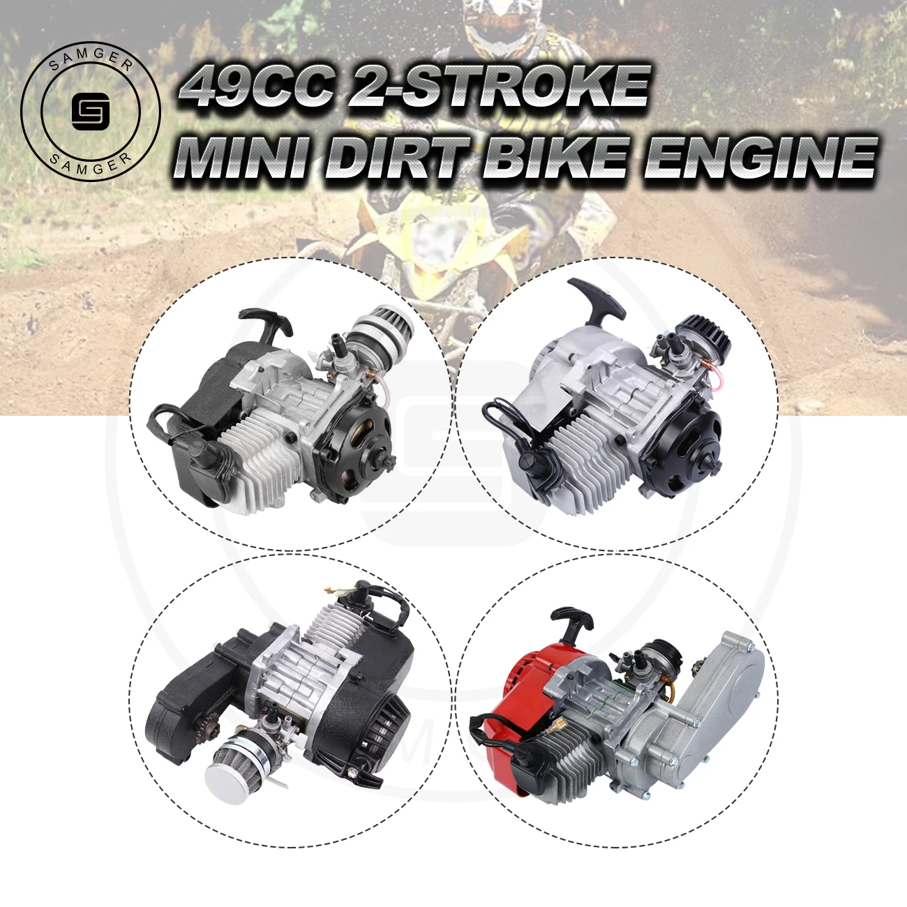 Samger 49cc 2-Stroke Pull Start Mini Engine Motorcycle Motor For Pocket Bike Dirt Bike Scooter ATV 4 Quad Wheel Motocross