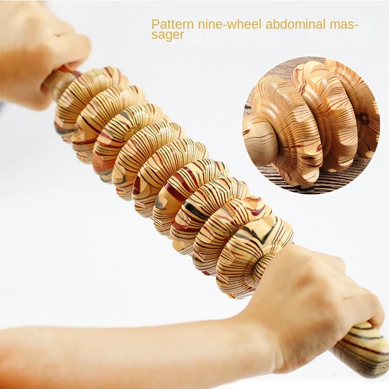 

9-колесный деревянный бриллиантовый многофункциональный инструмент для расслабления мышц, антицеллюлитный массаж талии