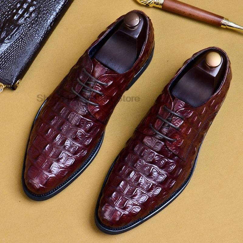 Мужские туфли-оксфорды HNXC с крокодиловым рисунком натуральная телячья кожа