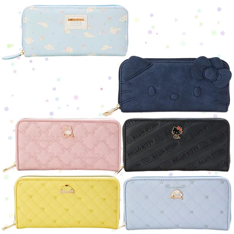 

Cartoon Anime Figure Cinnamoroll Purin Dog Kt Cat My Melody Long Section Wallet Kawaii Cute Handbag Storage Coin Purse Girl Gift