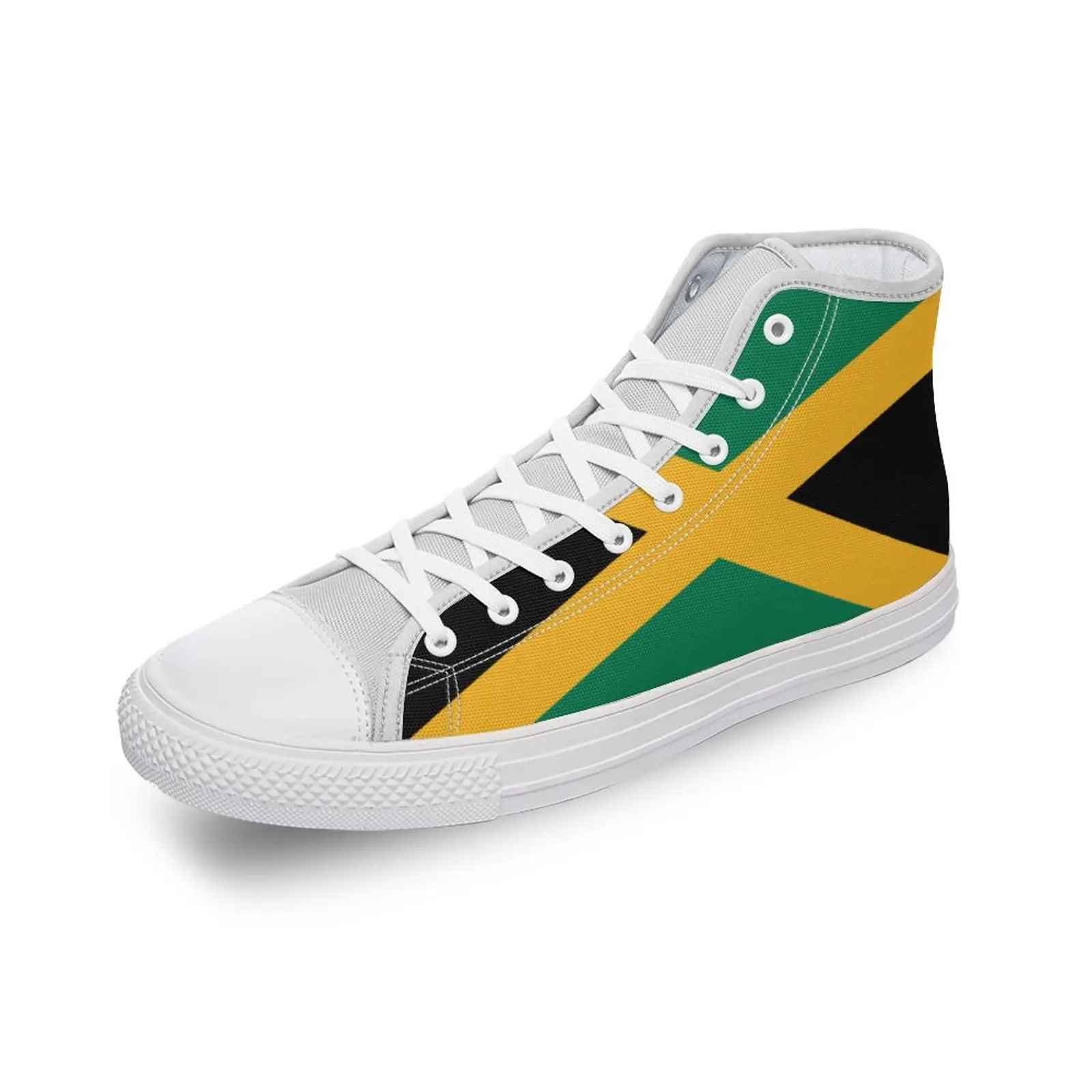 

Кеды с высоким верхом и флагом Jamaica, роскошные холщовые кроссовки «сделай сам», Повседневная модная обувь на плоской подошве, на шнуровке, с 3D принтом, для мужчин и женщин